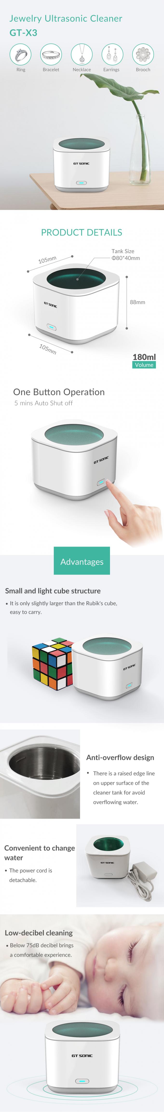 Small Ultrasonic Jewelry Cleaner Used On Jewelry Shop And Home 180ml 12V 1A 0