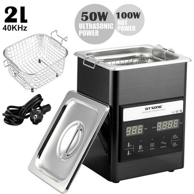Heated 2L 50W Digital Ultrasonic Jewelry Cleaner With SUS Lid Basket 0