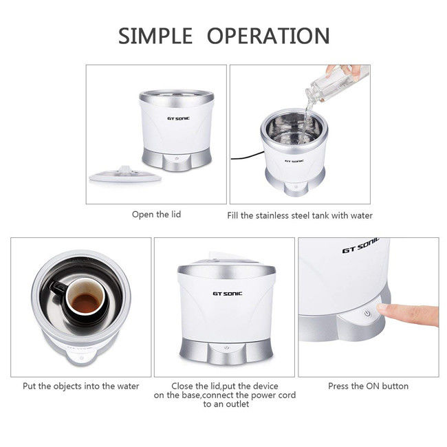 1.4L Tea Cup Ultrasonic Parts Washer Stainless Steel Removable Tank Soak 35W 40kHz 1