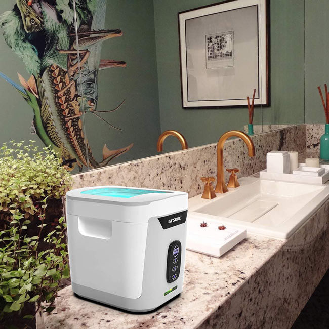 50W 1.3L Stainless Steel Ultrasonic Cleaner Transparent Lid Touch Panel 3