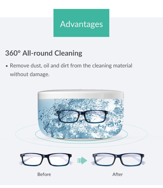 Eyeglass / Watch Digital Ultrasonic Cleaner 750ml 35W 40kHz SUS304 Tank Material 0