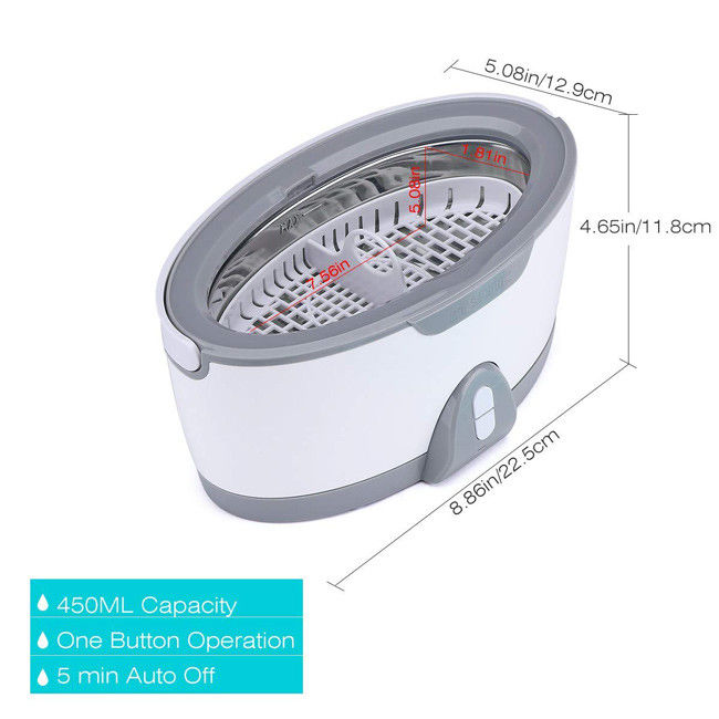 Detachable 35W Ultrasonic Digital Cleaner 450ml Silver Jewellery Cleaner 5