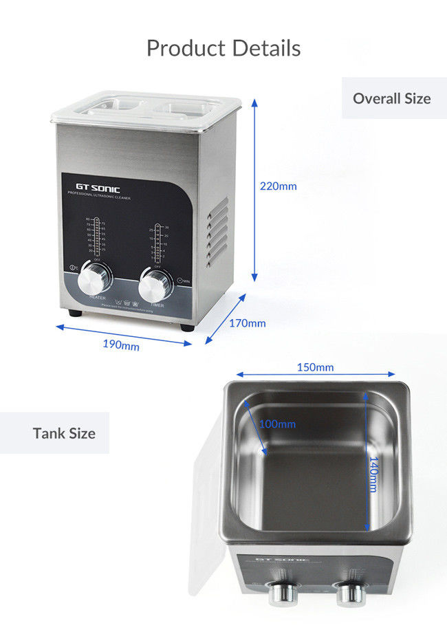 GT SONIC 2L Capacity Tabletop Ultrasonic Cleaner Dental Ultrasonic Cleaning Machine 0