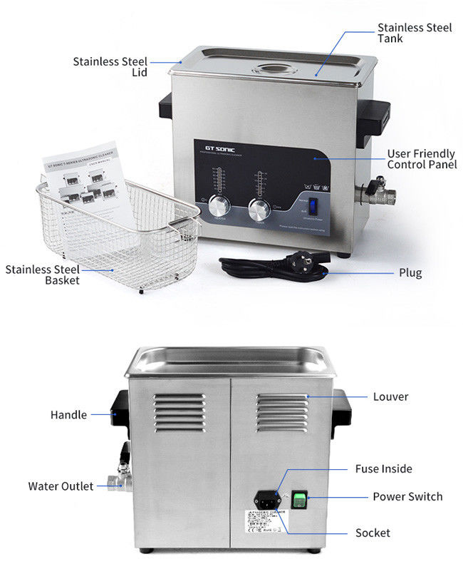 Digital Control Timer Heated Ultrasonic Washer Dual Power 6L SUS 304 Tank 300w 1