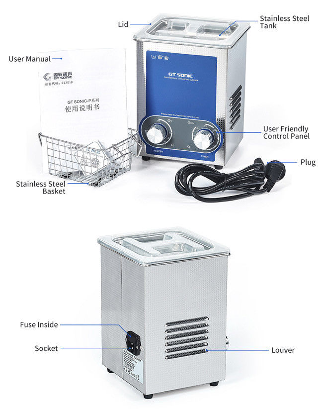 GT SONIC Ultrasonic Small Ultrasonic Cleaner 2 Liters 50W 40 KHz 1