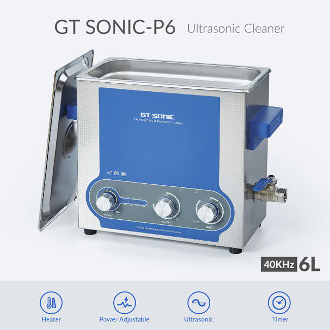 6L Heating Manual Ultrasonic Cleaner Power Adjustable 40kHz 150W 0-30 Mins Timer 1