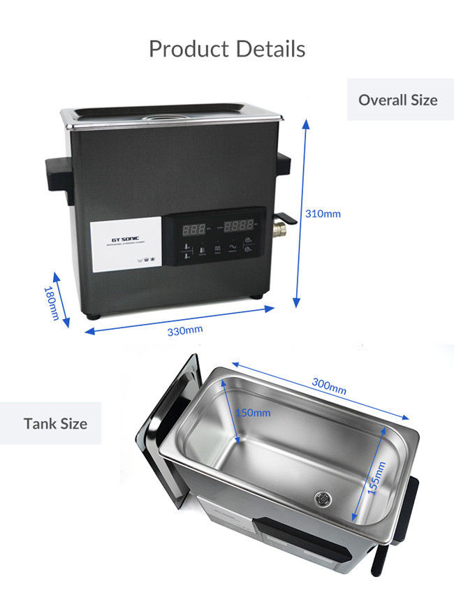 150w Ultrasonic Fruit Cleaner 6L Touch Panel Heater Timer For Jewelry Watch Circuit Board Dentures 4