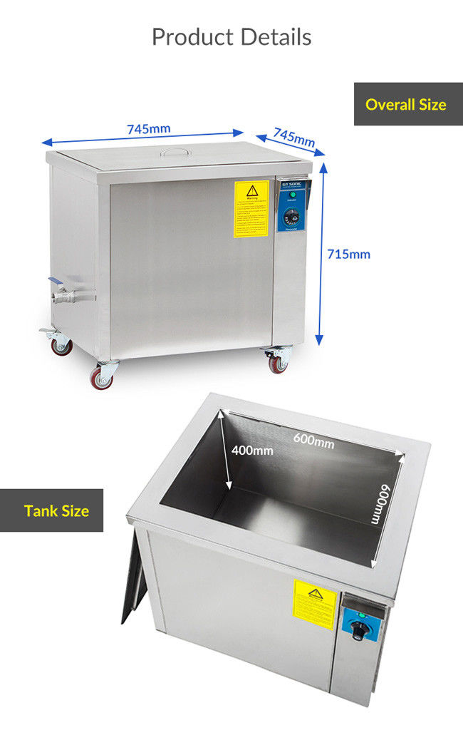 1800W Ultrasonic Parts Washer Smart Touch Panel 600 * 600 * 400MM Tank 1