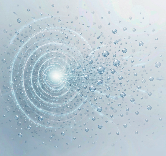 Ultrasonic cavitation bubbles cleaning eyeglasses